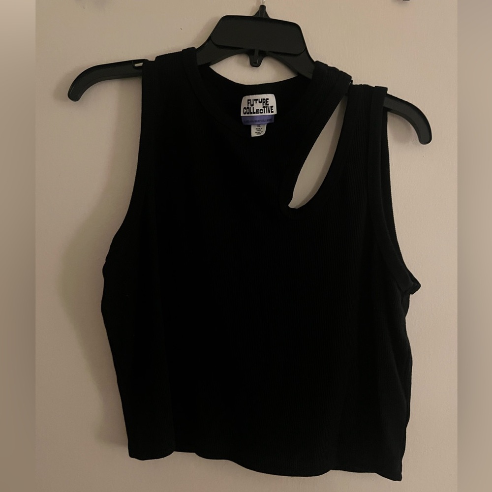 Future Collective Black Cutout Crop Tank Top
